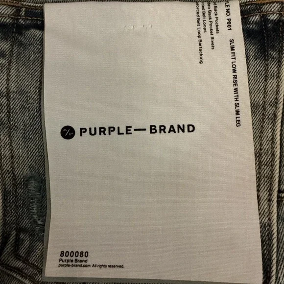 Purple Brand Slim Fit Low Rise Distressed Paint Splatter Jeans 34 New With Tags